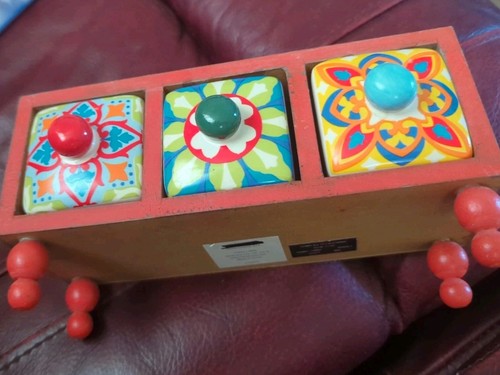 Red wooden trinket chest - wooden,