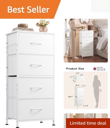 Sturdy white nightstand - with, 4