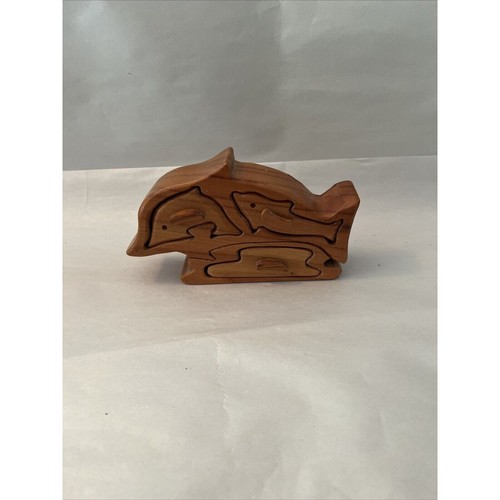 Wooden dolphin trinket puzzle - wooden, /puzzle